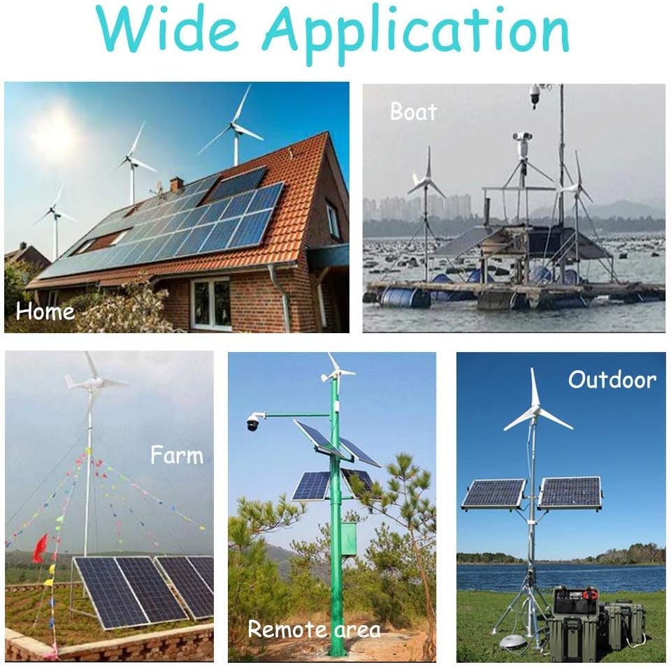1000W Solar Wind Hybrid Kit 12V Battery Charger: 5Pcs 120W Monocrystalline Solar Panel,400W Wind Turbine Generator,Hybrid MPPT Charge Controller & 1000W Inverter & Brackets