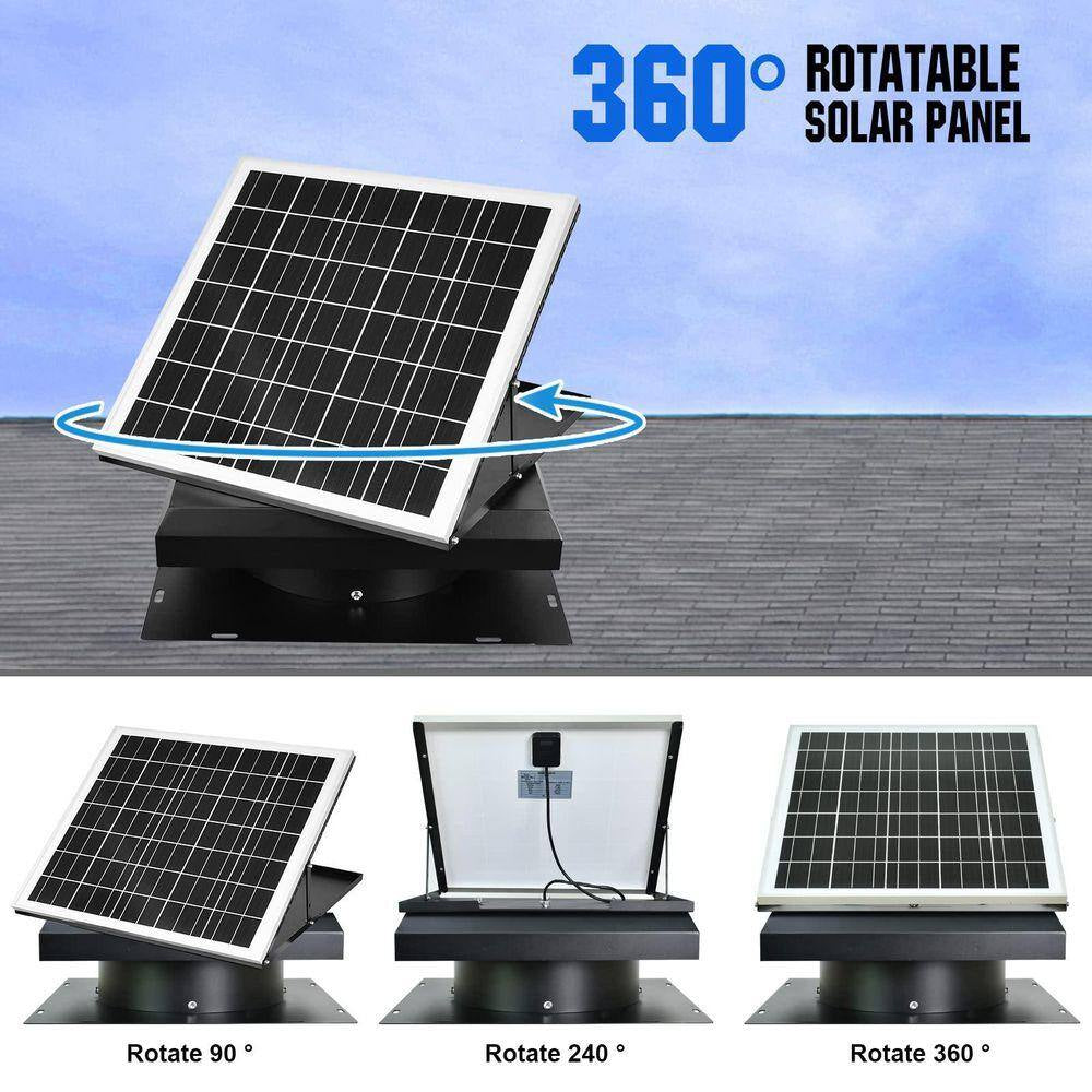 32 Watt Solar Attic Fan with 2500 CFM, Aluminum Shell, Brushless Motor, Hail and Weather Resistance Electric Powered